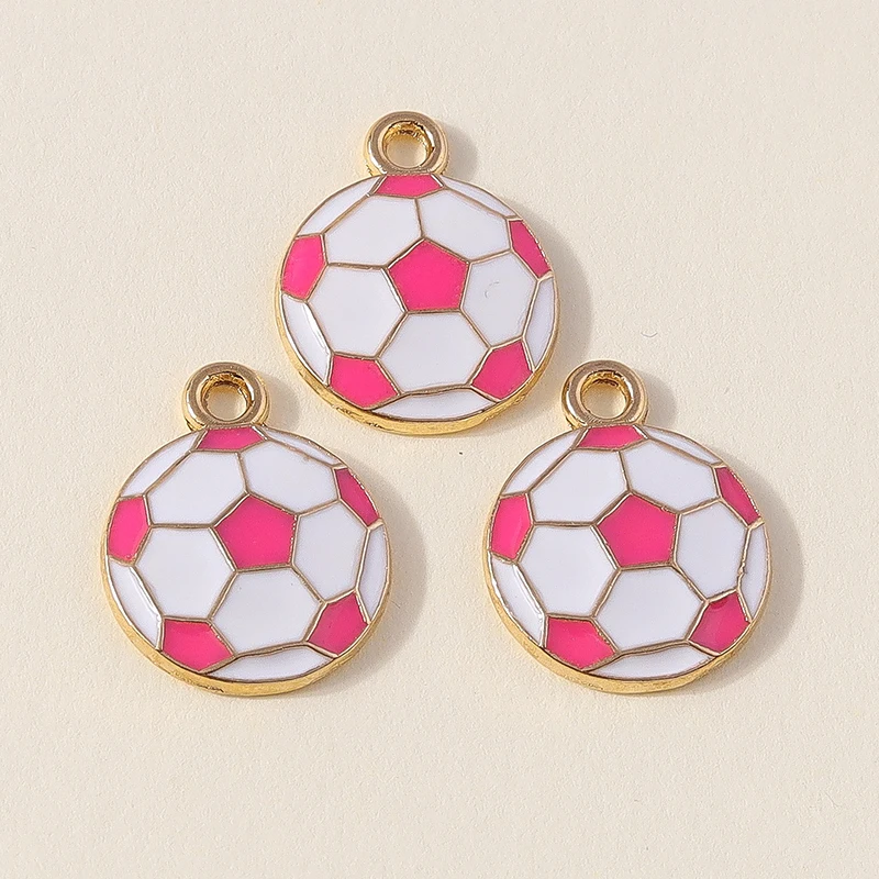 Leslie 10 Stück schöne Emaille-Mini-Ball-Sport-Fußball-Charms für Schmuckherstellung, DIY-Basketball-Fußball-Anhänger für baumelnde Ohrringe – Detail 5