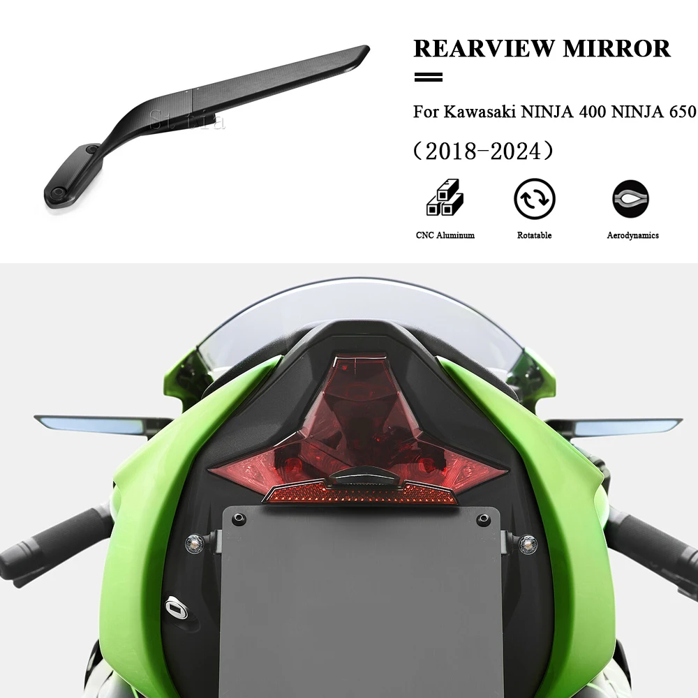 

Зеркала заднего вида для мотоцикла Kawasaki Ninja 650 Ninja 400 2018-2024 NINJA 400 650, регулируемое алюминиевое зеркало заднего вида