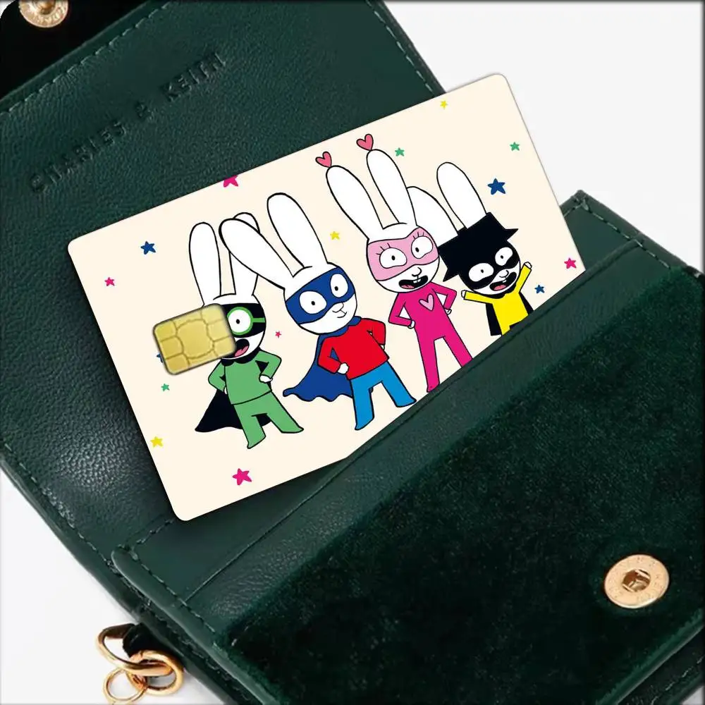 Whimsical S-Simon Super RabbitS Waterproof Film Skin Cover Credit Card Stickers Debit Front Bank Bus Pass