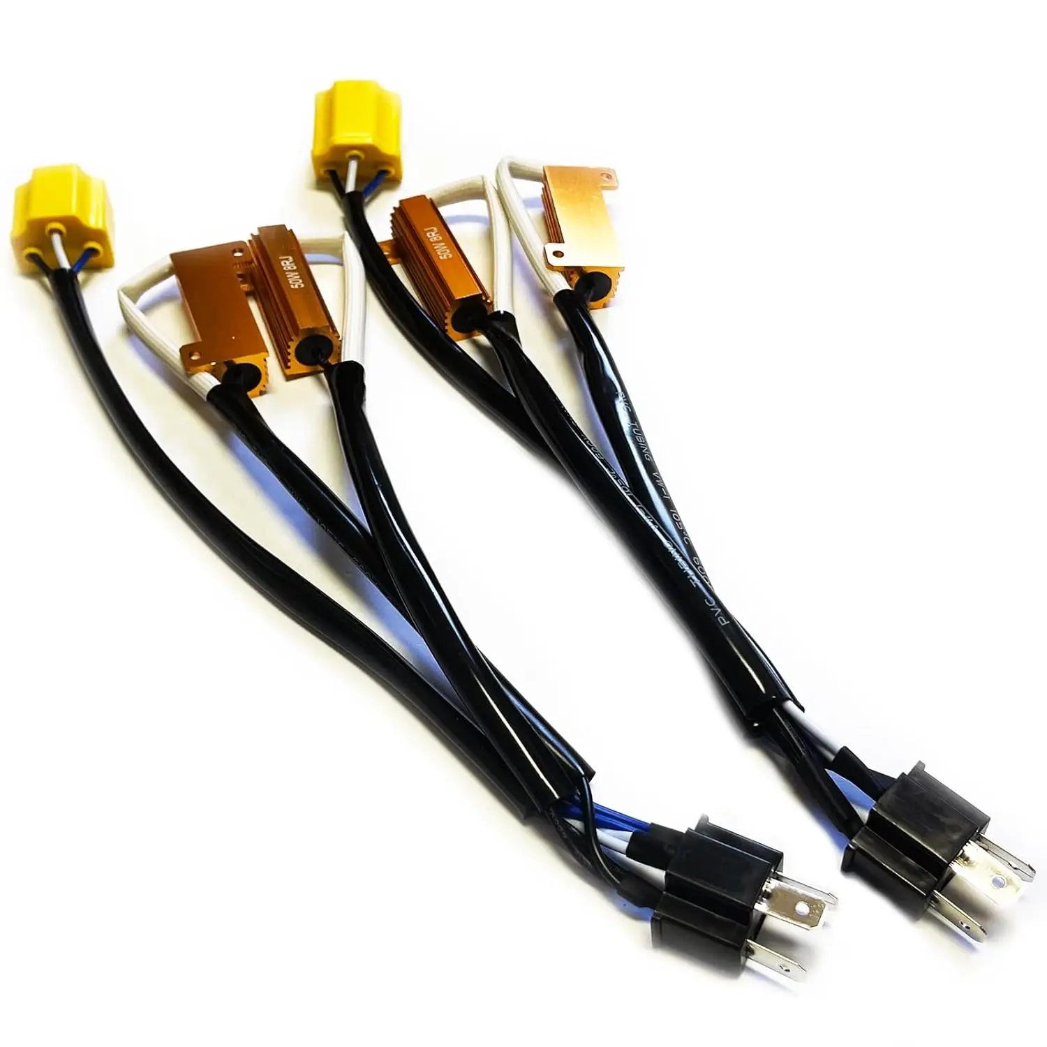 

H4 9003 LED Load Resistor Kit 50W 8ohm Headlight Bulb Relay Harness Adapter Anti Flicker Error Decoder Warning Canceller