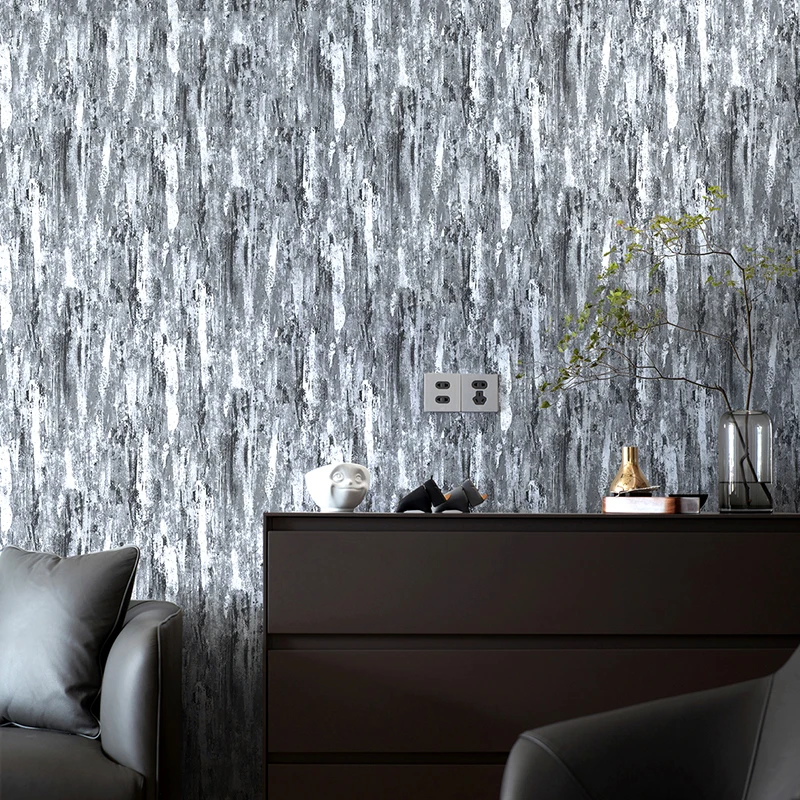 

Grey Wallpaper 3D Retro Plain Color Mottled PVC Waterproof Wall Paper Living Room Clothing Store Cafe Modern Fashion Wall Decor
