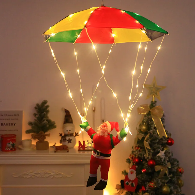 

Santa Claus Parachute Lighting Fixture Hanging Decora for Home Christmas Party Courtyard Pendant 2026 Xmas Gifts Holiday Decor