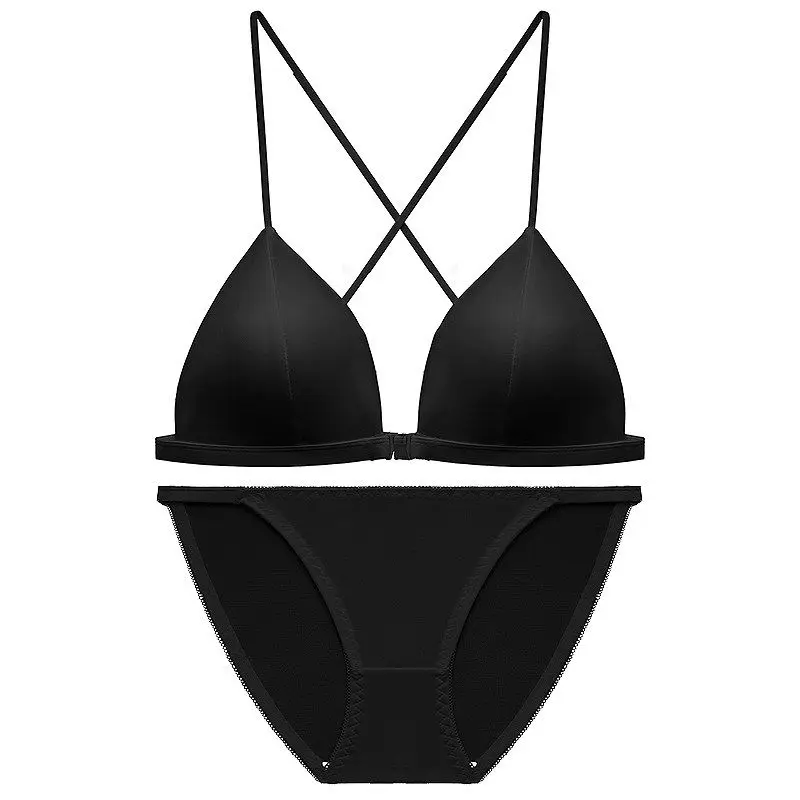 French Style Front Fastening Bra Thin Strap Triangle Cup Leopard Print Sensual Back Design Lightweight Small Bust BANERDANNI