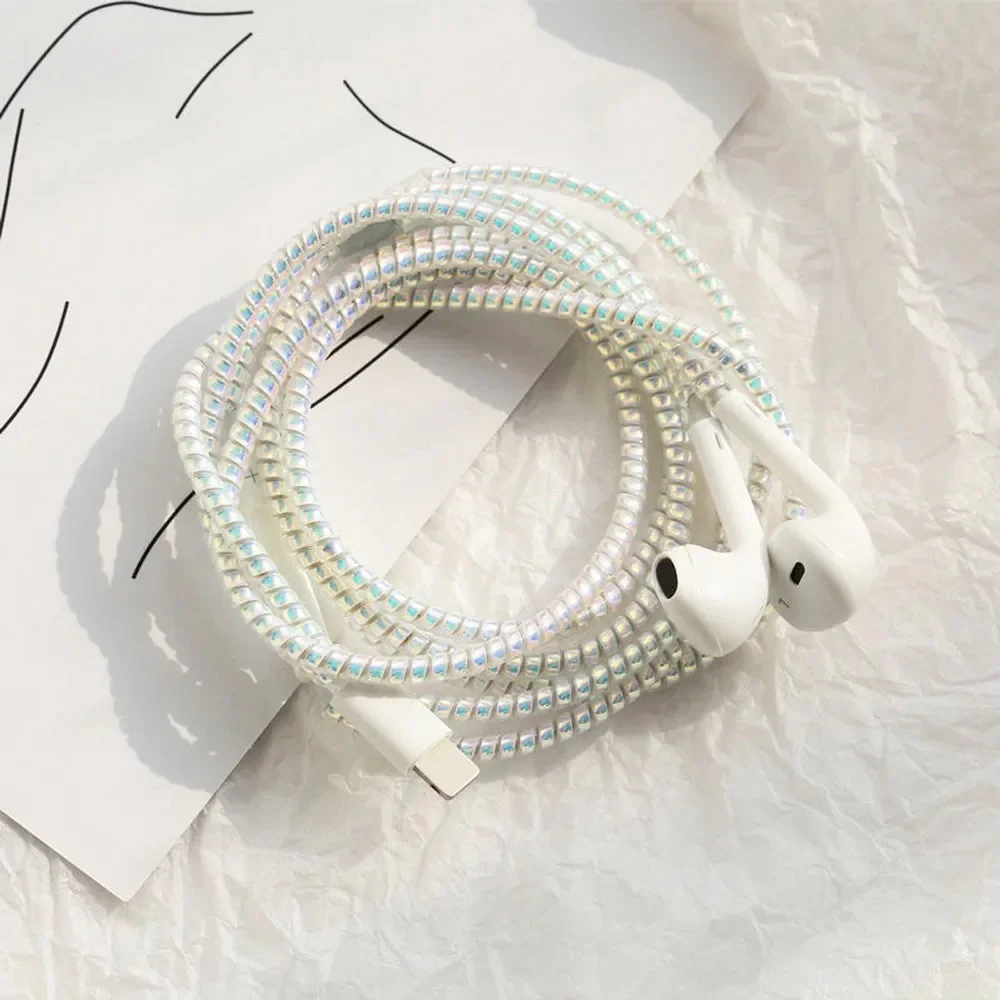 Laser Manual Spiral Data Line Arrangement Phone Line Charging Protection Rope Earphone Winding Spring