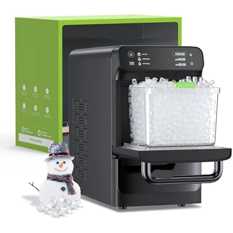 Ice Makers Countertop 33 Lbs Day Chewable Ice Self Cleaning Auto Water Refill Sonic Pebble Ice Machine