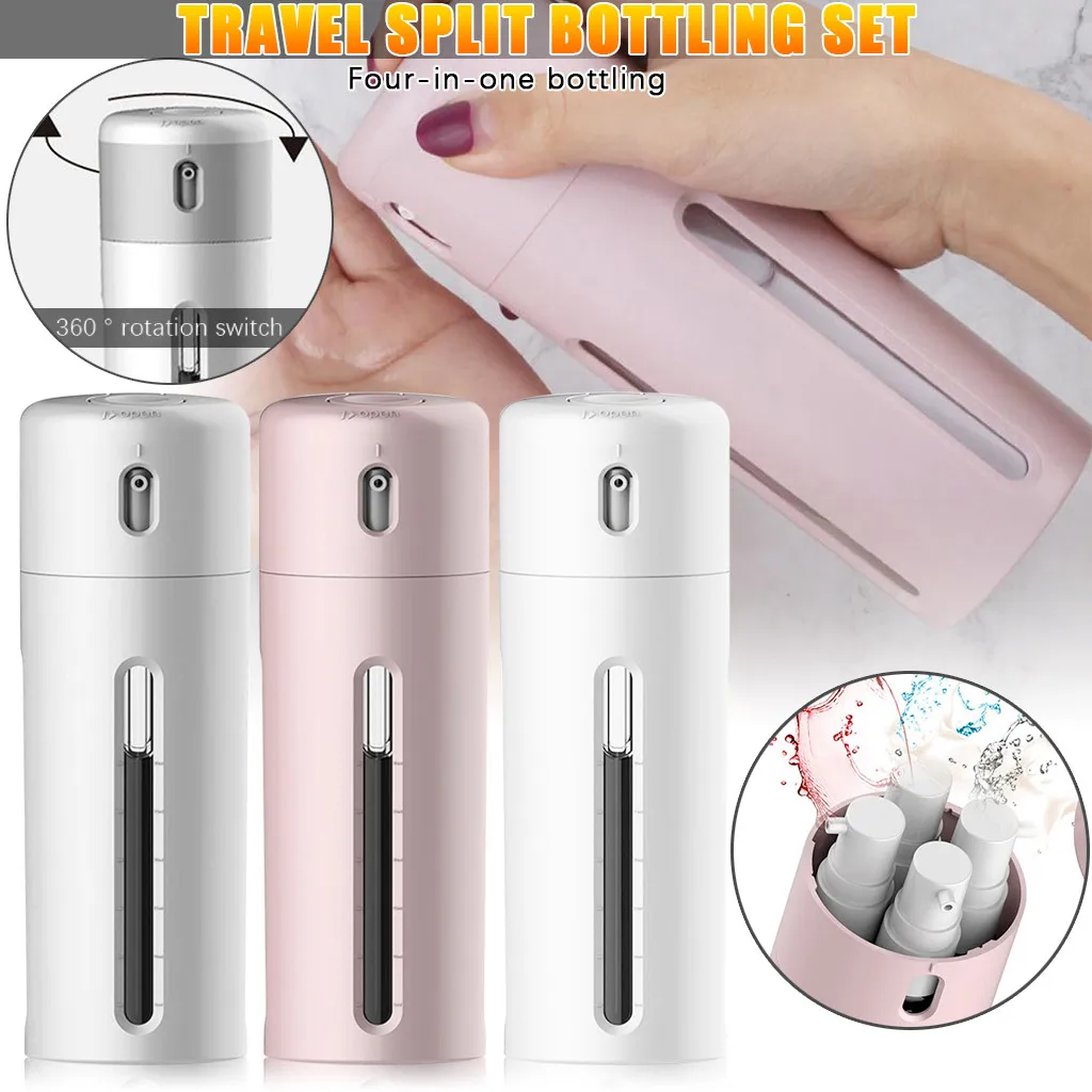 Travel Dispenser Split Bottle Shampoo Lotion Shower Gel Soap Bottle 4 in 1 Empty Sub-bottle Press Container Refillable Bottles