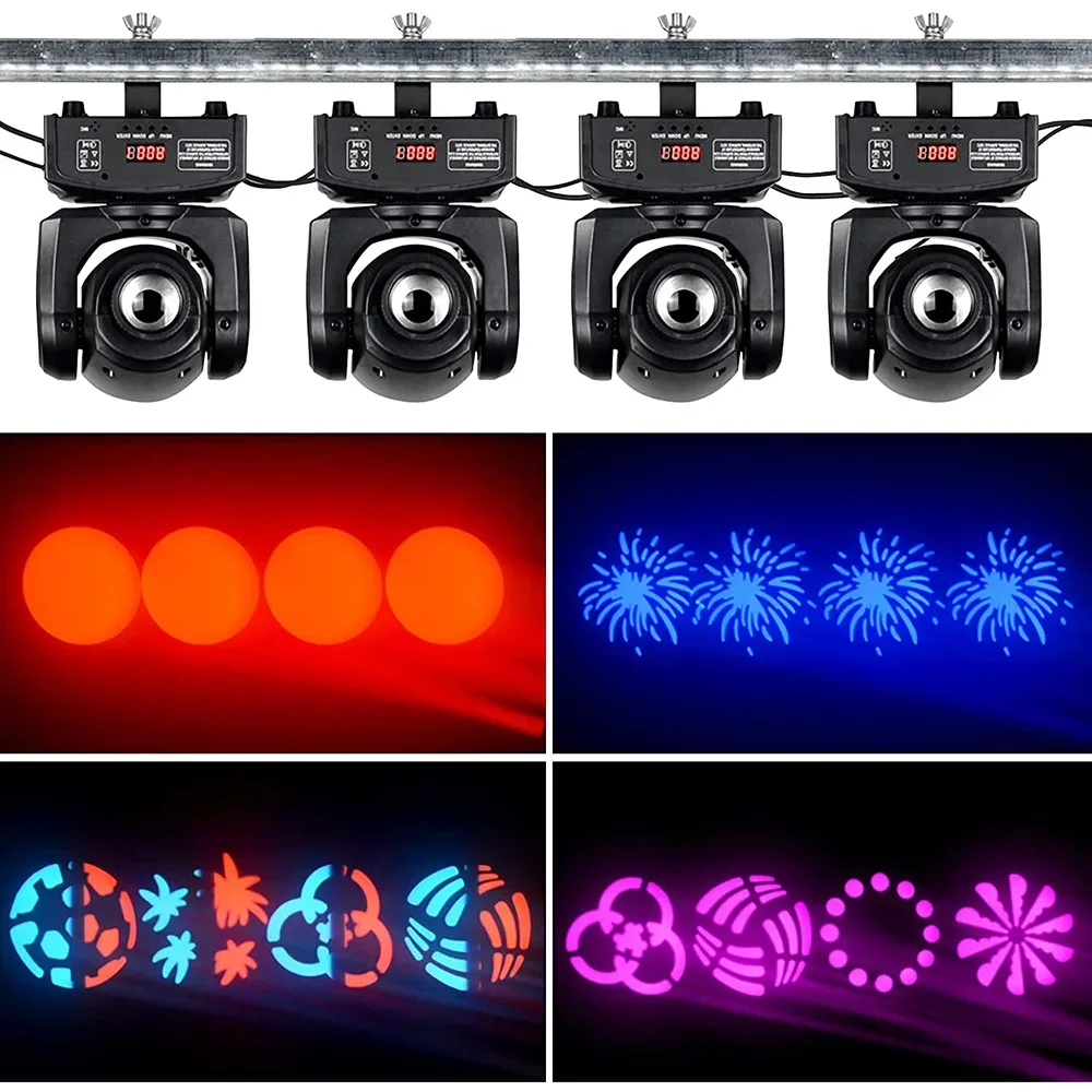 BETOPPER 10W Lumière Disco Professionnelle 7 Gobos petit corps avec un beau motif crée un effet visuel parfait pour le Mariage du Bar, etc.