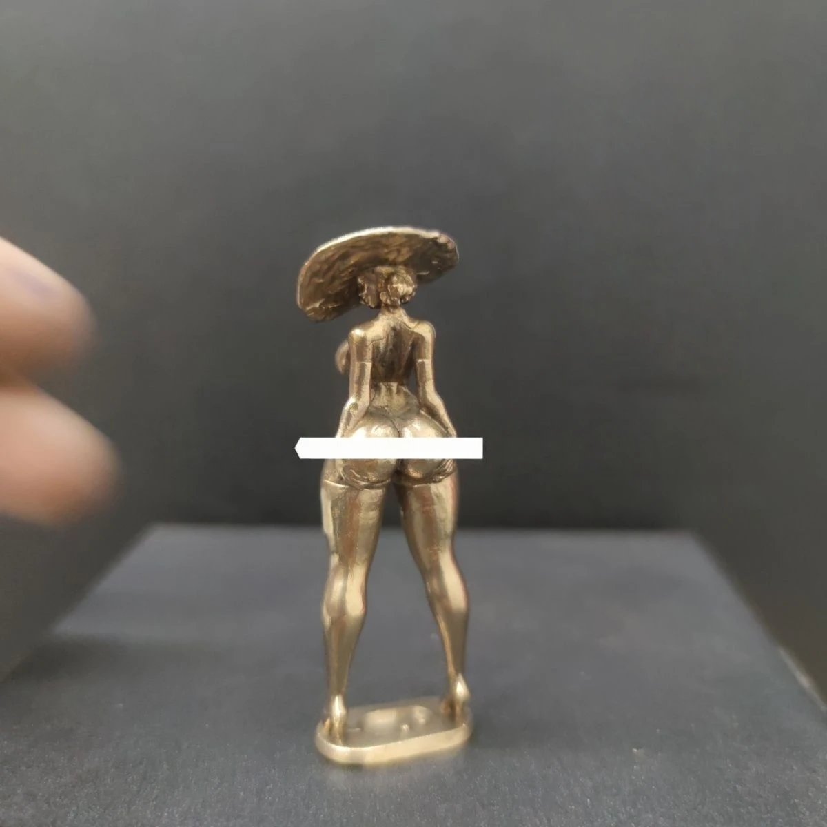 7cm Solid Brass Motivation Muse Sculpture- Nude Female Art Decor Vintage Desk Collector's Piece