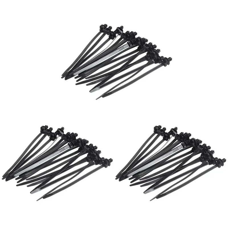 GTBL Nylon Push Mount Car Dome Cable Zip Tie, 162Mm Length, 60 Pcs, Black