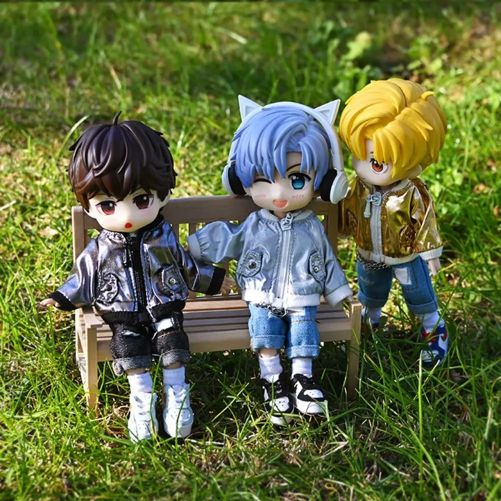 

Long-sleeved Jacket OB11 Doll Jackets Mini Button 1/12 Doll Laser Overcoat Cute Zipper Coat Ob11 Baby Clothes