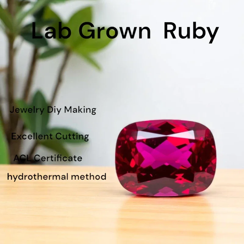 

L-Lab выращенная рубиновая прямоугольная подушка красного цвета VVS1 для настройки ювелирных изделий и индивидуального дизайна, сертификат на выбор