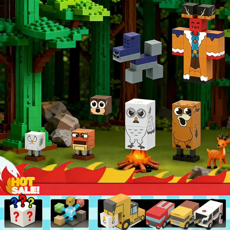 Magnetic Building Blocks Toys Forest 99Nights Theme Deer Model Figures Creative DIY Construction Set STEM Educational Sensory