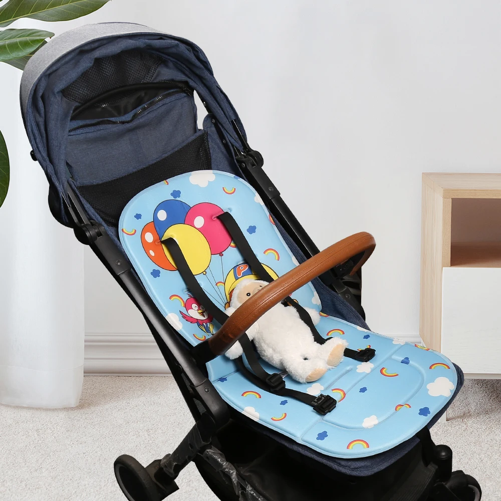 Cartoon Stroller Seat All-Season Universal Thin Pushchair Pad High Chair Seat Cushion With Back Support Stroller Cushion
