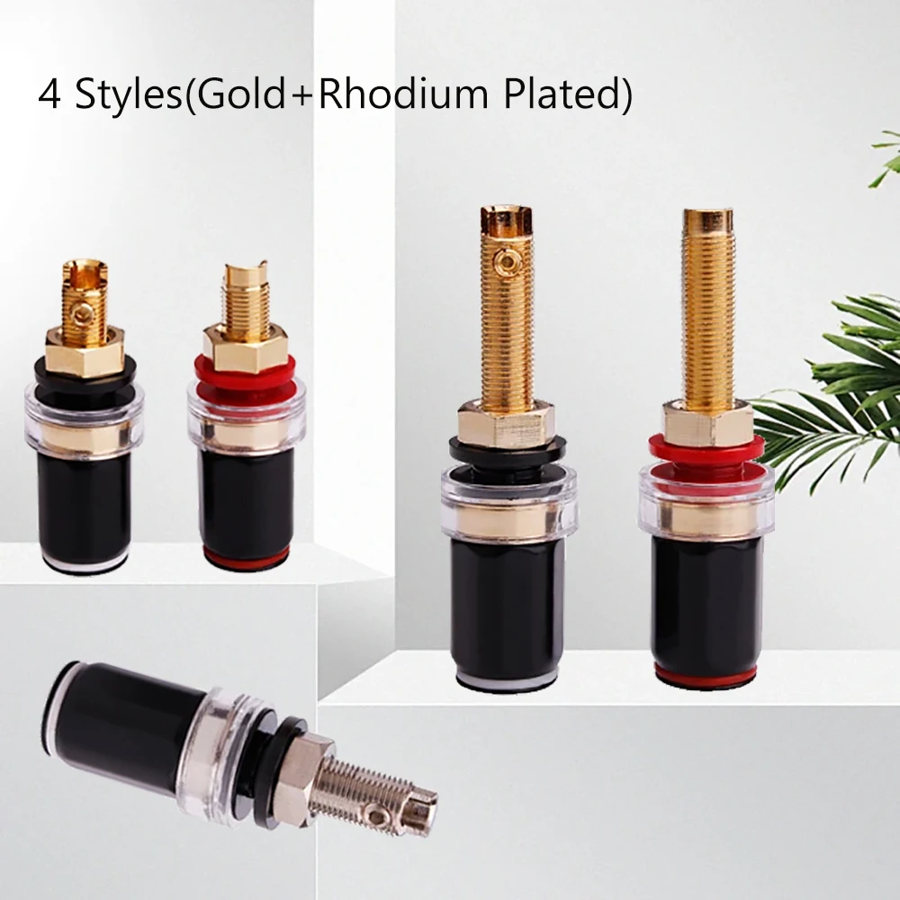 Terminal de haut-parleur Audio à liaison or/Rhodium, pour fiche banane de 4mm, prise de haut-parleur en cuivre à souder gratuite