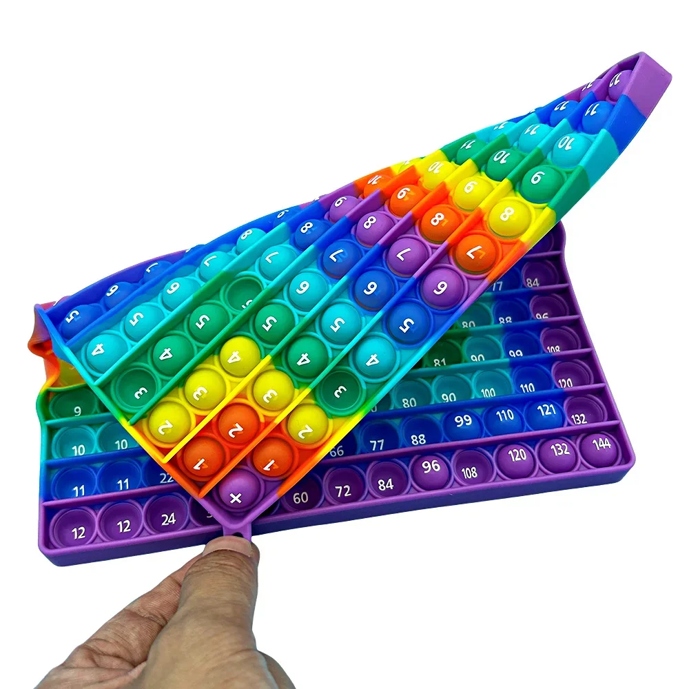 Gra edukacyjna w matematyce: mnożenie i dodawanie, 12x12 i 12+12, zabawki pop, tęczowy silikon, dwustronna tablica mnożenia, prezent dla dzieci