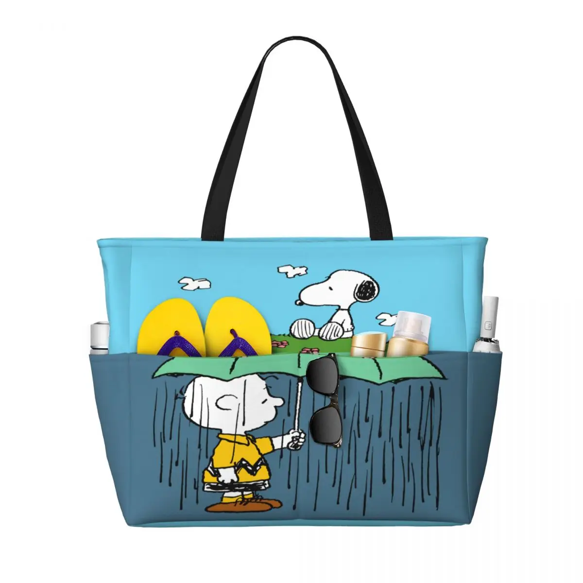 

Custom Large Funny Snoopy Beagle Dog Tote Bag Women Cartoon Shoulder Shopping Beach Gym Travel Bag