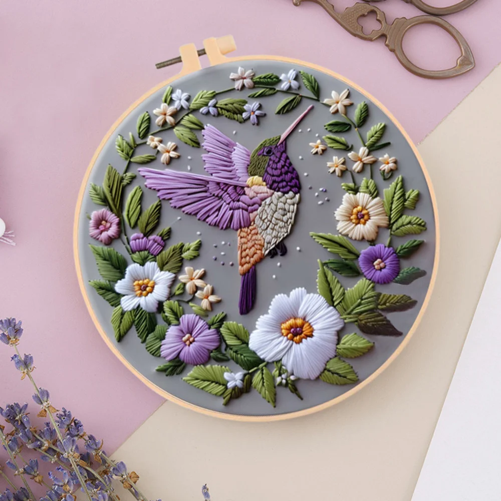 New Embroidery Flower Pattern DIY Cross Stitch Animal Bird Painting With Hoop Adult Beginner Zero Basic Hobby