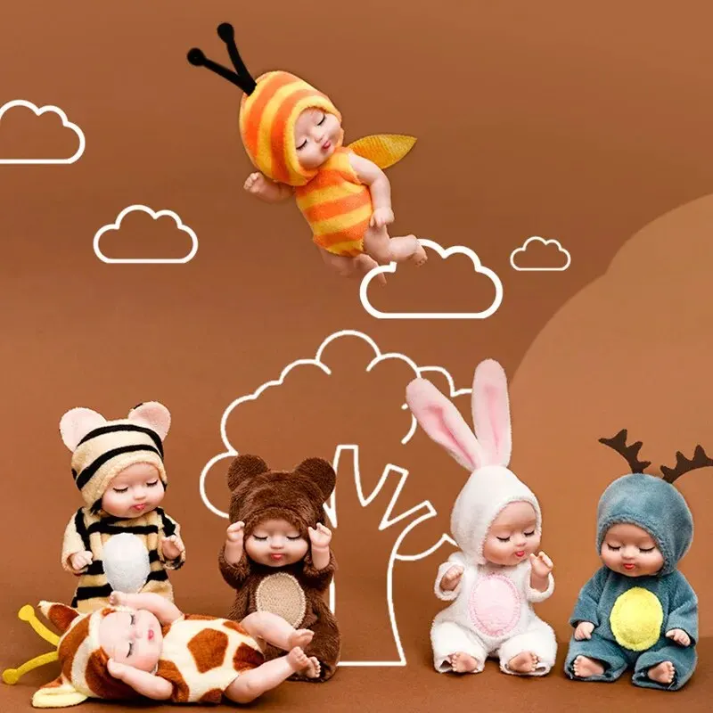 1pcs 13cm Sleep Baby Doll New Fashion Simulation Rebirth Dolls Mini Cute Doll Cartoon Animal Kids Toy for Children Birthday Gift