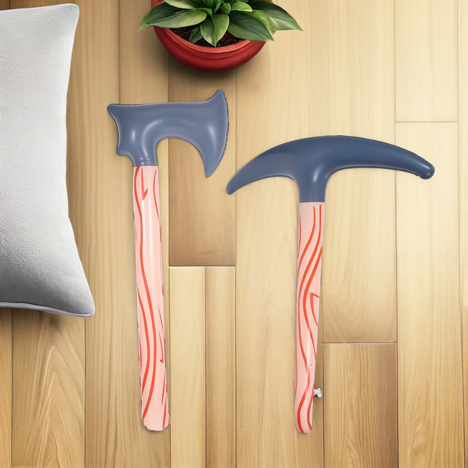 

2Pcs Inflatable Pickaxe and Axe Props Realistic Design for Party Games Cosplay Stage Performances Pool Activities