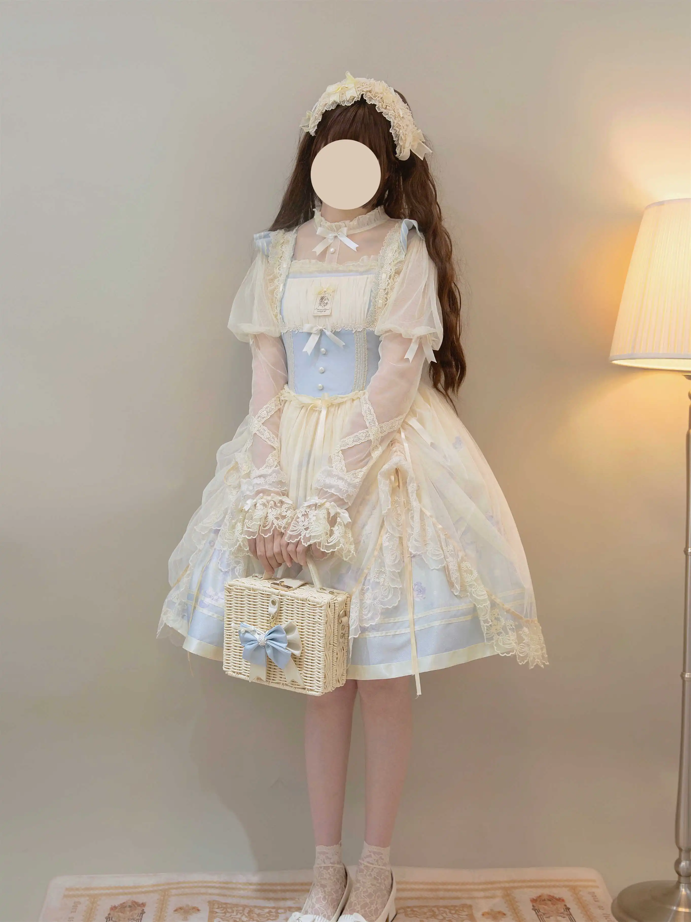 ハロウィン ロリータ ガーゼ バレエ Jsk スクエアカラー プリンセス ケーキドレス 春秋 年齢軽減 長袖 薄底シャツ