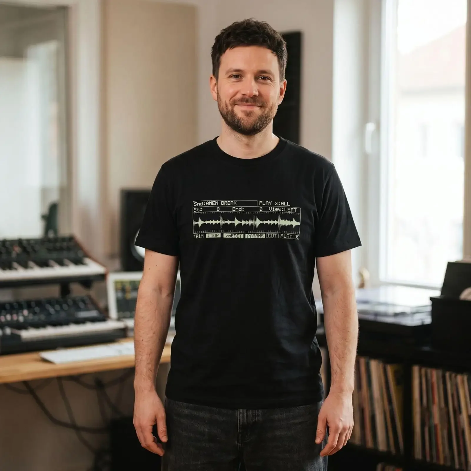 Amen Break Waveform T shirt Old Skool Drum And Bass Producer  vintage Washed Slightly homme fashion Unisex Casual