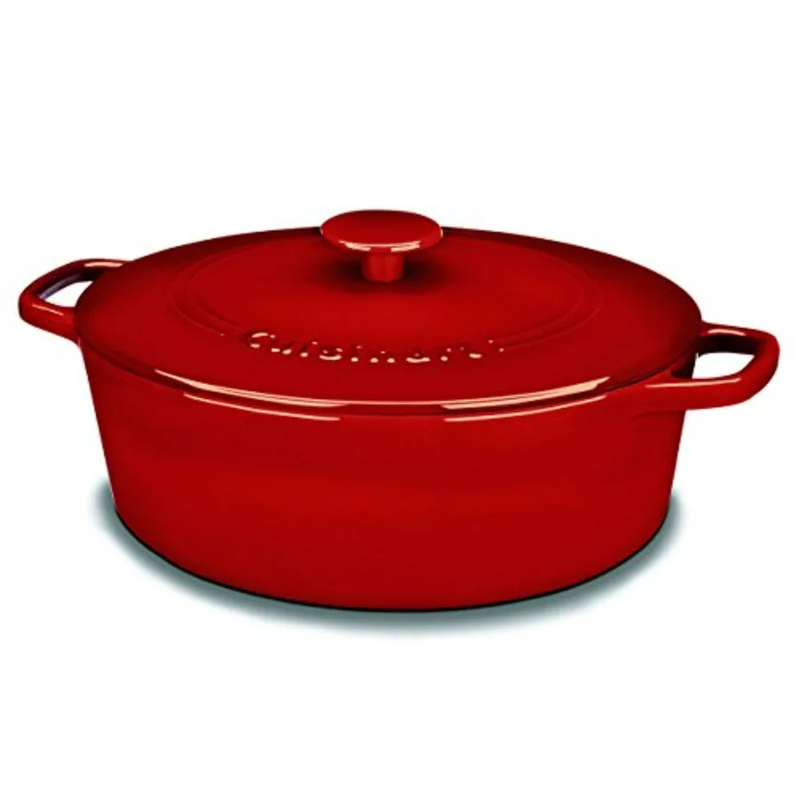 

Chef's Classic Enameled Cast Iron Oval Covered Casserole Cardinal Red 5.5Quart