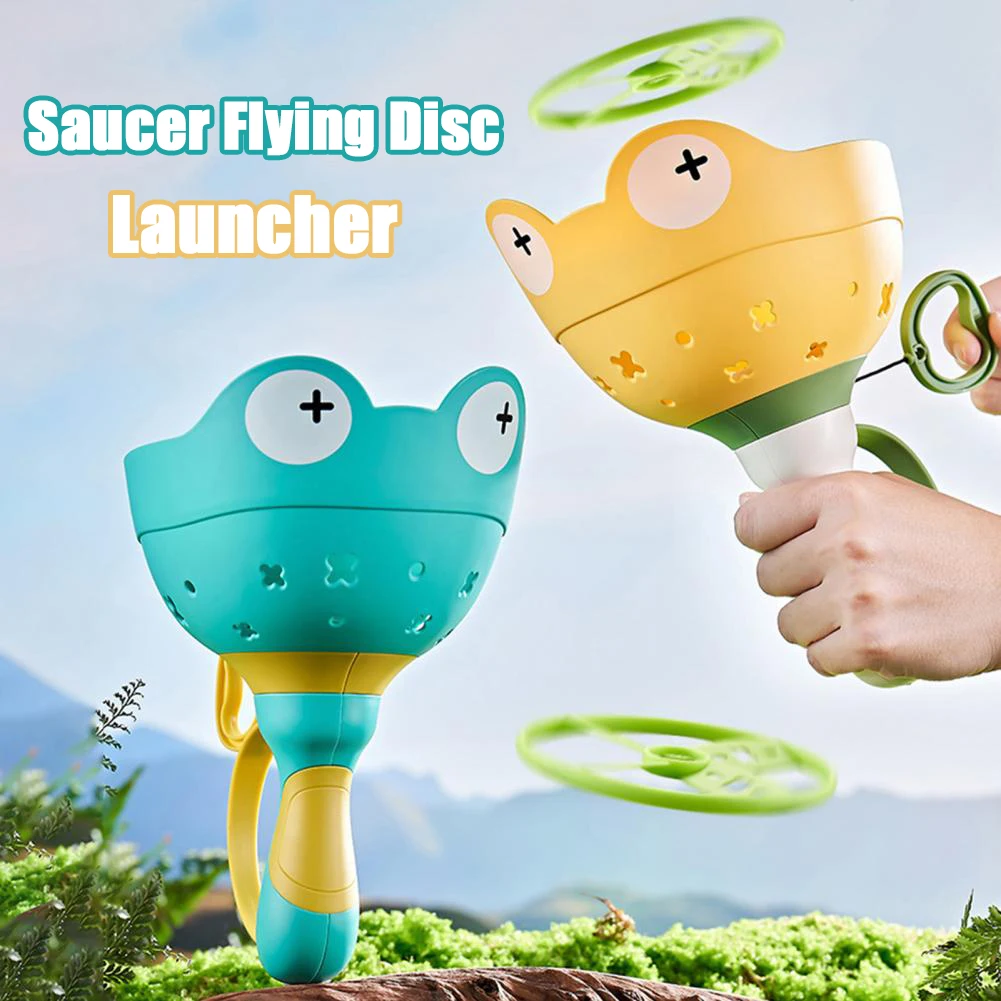 Saucer Flying Disc Launcher Flying Saucer Gun Toy Shooting Soaring Ejection Catapult Funny Outdoor Sports Games Children Gift