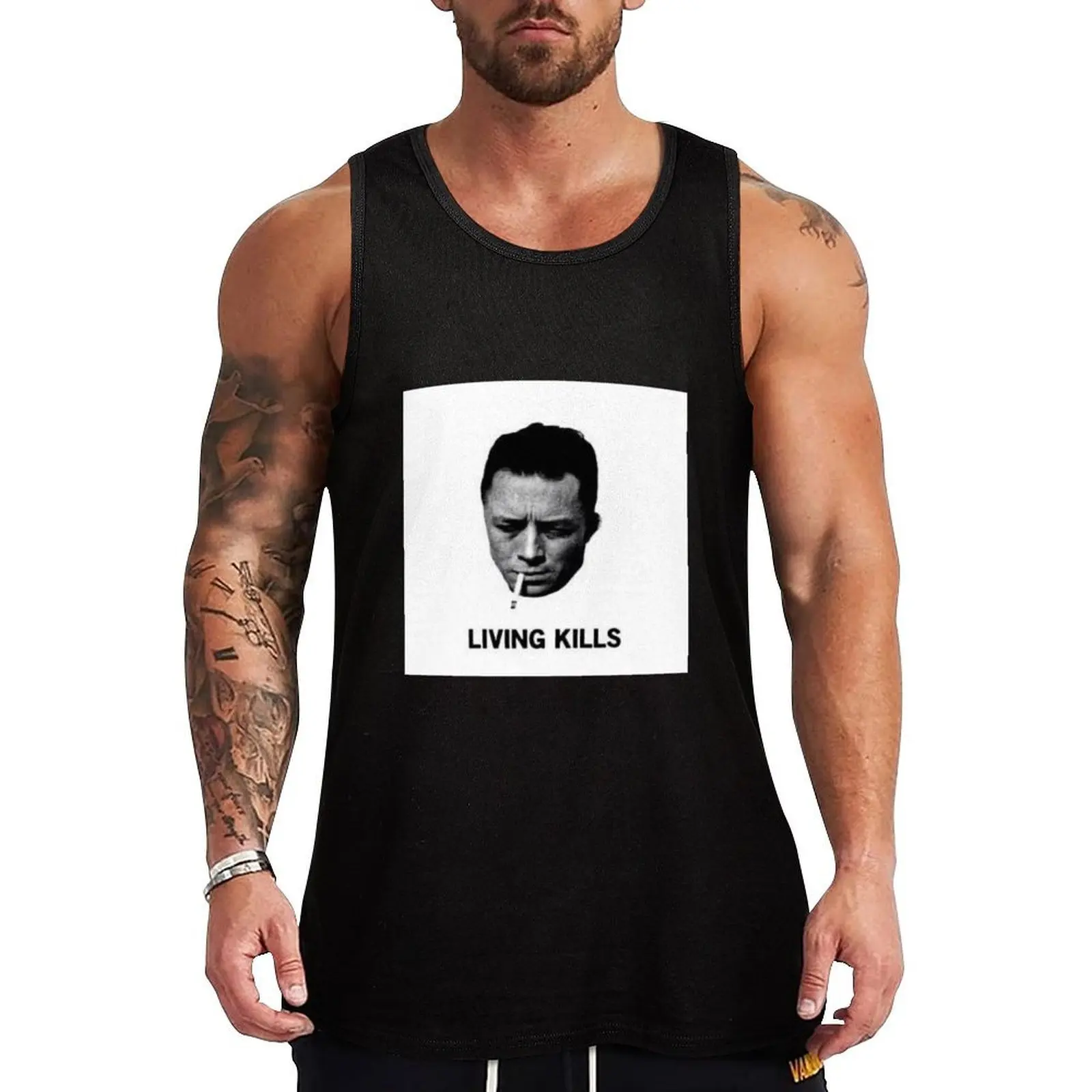 

Albert Camus: Living kills Tank Top fashion 2025 man singlet for men Sports shirt man