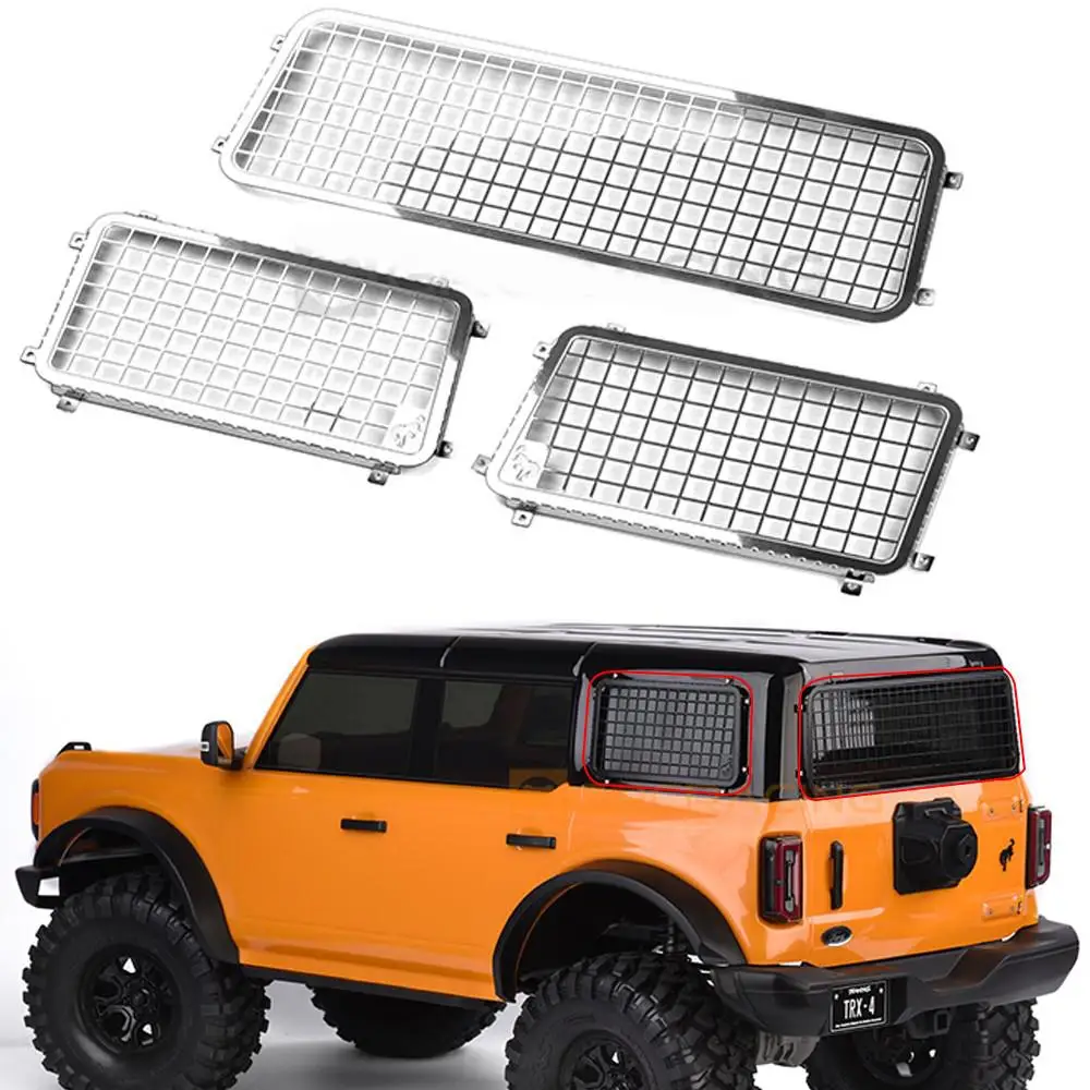 

For 1/10 Rc Crawler Car Traxxas Trx4 92076-4 Bronco Metal Three-dimensional Car Window Netting Side+rear Window Netting