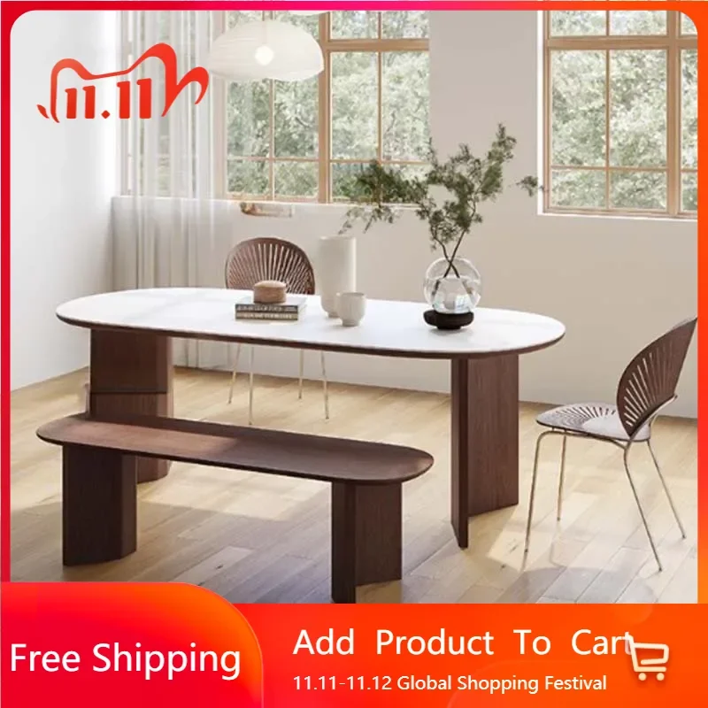 

Modern Wooden Dining Table Modern Funky European Design Rectangular Table Restaurant Small Rattan Salon Muebles Trendy Furniture