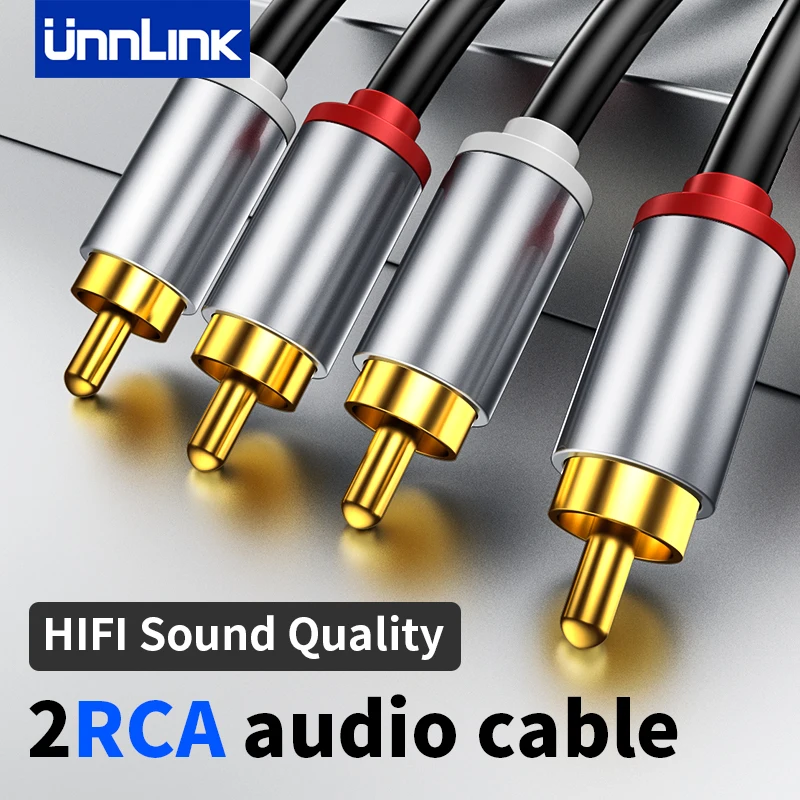 Unnlink 2 RCA do 2 kabel RCA z męskiego na męskie przewód Audio Stereo do kina domowego Subwoofer DVD wzmacniacz TV 1 do 5m