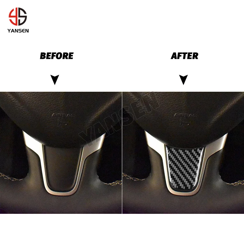 Car Steering Wheel U-Sharp Panel Trim Carbon Fiber Sticker For Chrysler 300 2011 2012 2013-2023 Auto Accessories