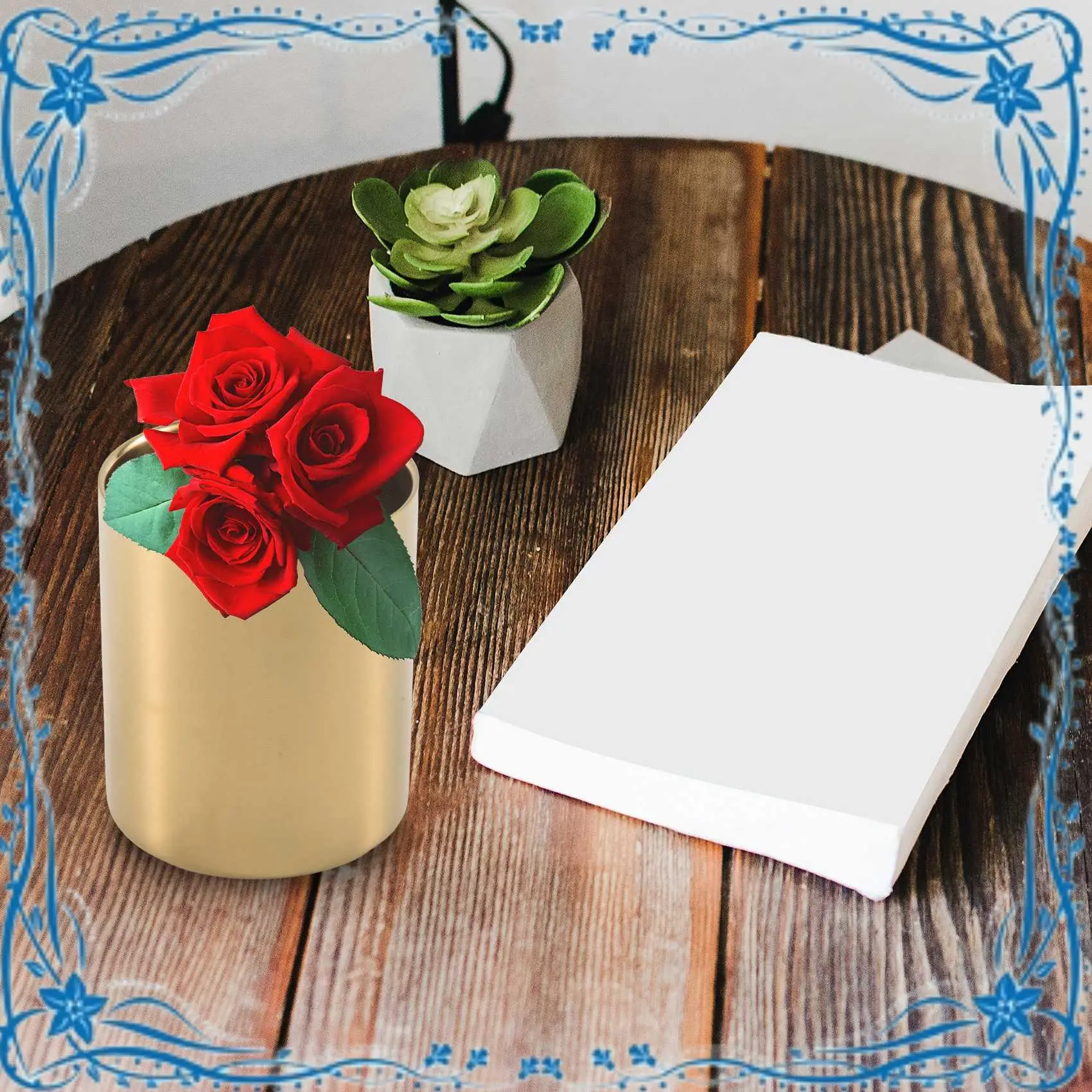 

Gold Flower Vase Pen Holder Desktop Storage Container For House Office - Cylinder