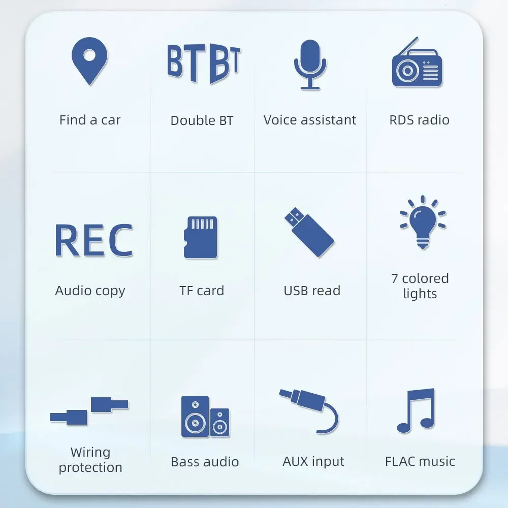 Bluetooth Car MP3 Player, 2 Din, Rádio FM, Sistema de áudio, Auto Stereo, Acessórios eletrônicos, Suporte USB, Cartão TF, Automóveis