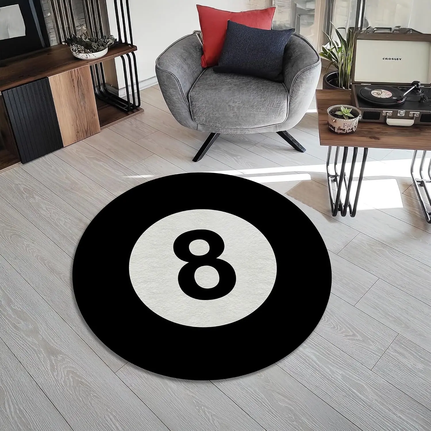 Round Foam Rug Number 8 Mat for Bedroom Bathroom Vanity Coaster Mat Modern minimalist Home Decor Floor Accent Rug Cushion Carpet