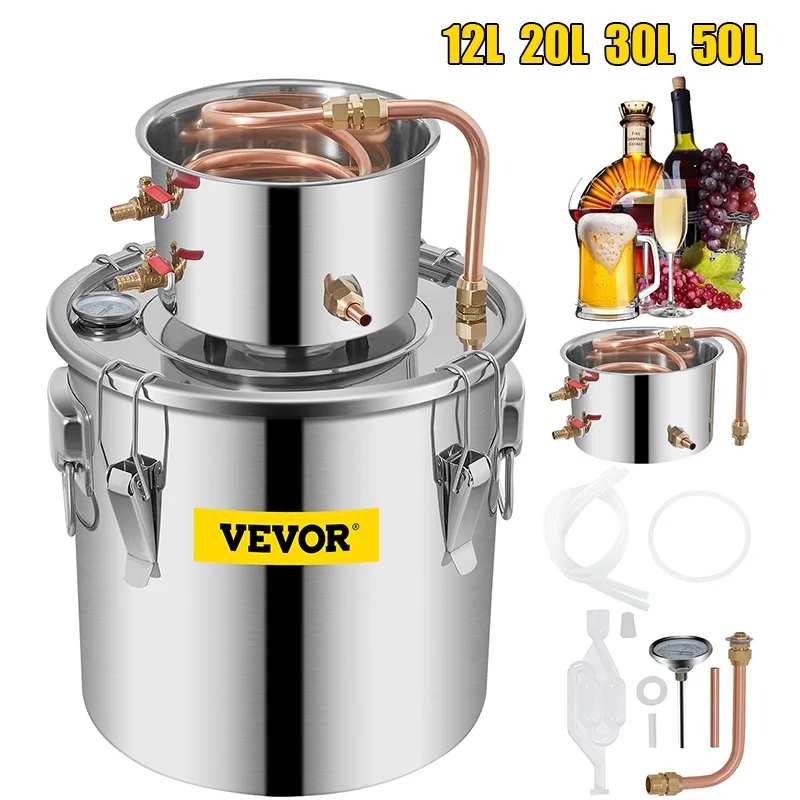 VEVOR 3 5 8 Gal Alcohol Distiller Machine Moonshine Apparatus Beer Brewing Equipment DIY Wine Dispenser Kit for Home Appliance