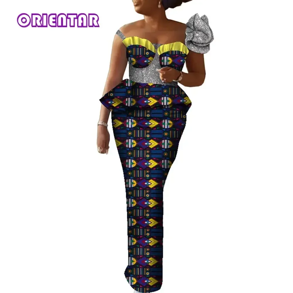 Women African Dress Off The Shoulder Long Maxi Dress Evening Dress African Clothing Custom Made Dashiki Ankara  WY090