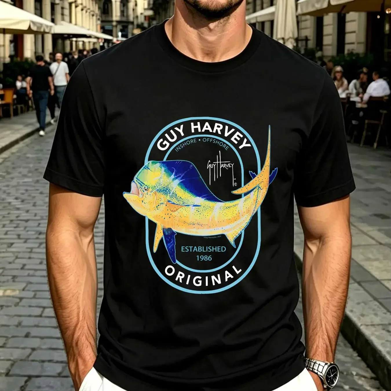 washed T Shirt Guy Harvey Mens Size Small Original Since 1986 Living the Lifestyle vintage Washed Top For Everyday Wear