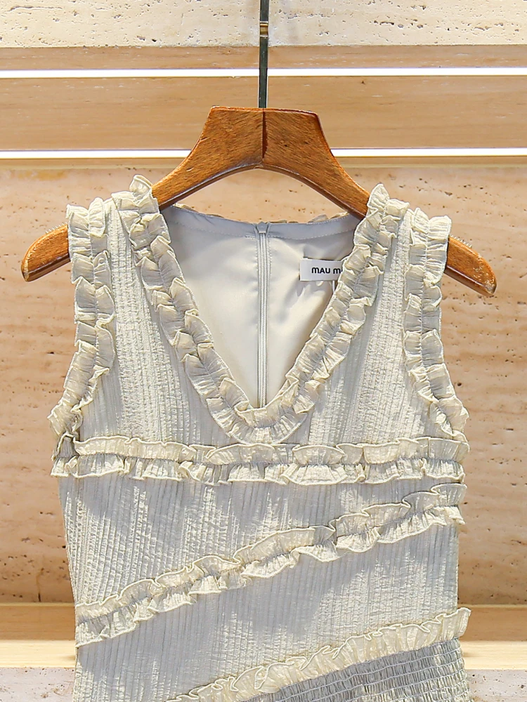 Été haut de gamme femmes gâteau Dr V-Ne Svel gored ourlet Fragile Sle Polyester Fiber taille haute a-ligne jupe