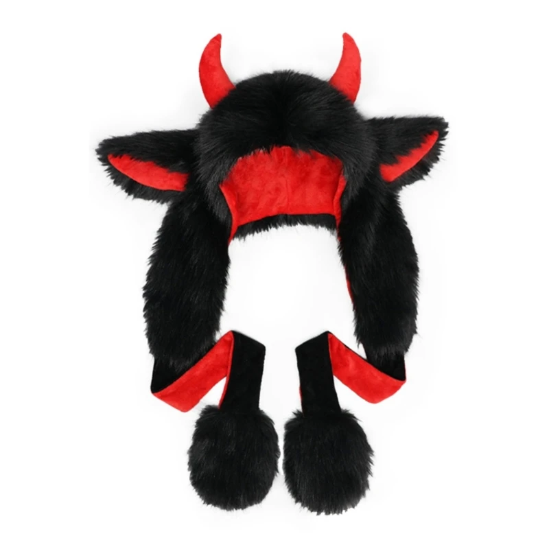 

Cartoon Plush Winter Hat Ear Protective Hat Unisex Skull Hat Cold Weather Hat