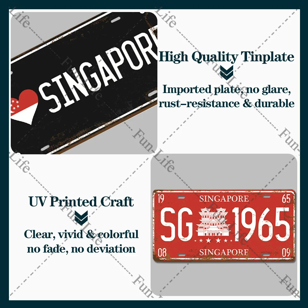 Country Vintage Metal Sign Tin Plate Flag Signs License Plate Home Decor Wall Malaysia/Philippine/Singapore/Thailand Poster