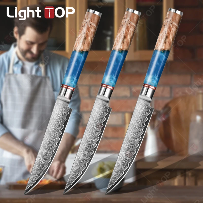 

Professional Damascus Steel Chef Knife Sharp Fruit Paring Knife Meat Debone Cutter Multifunctional Kitchen Knives BBQ Tools