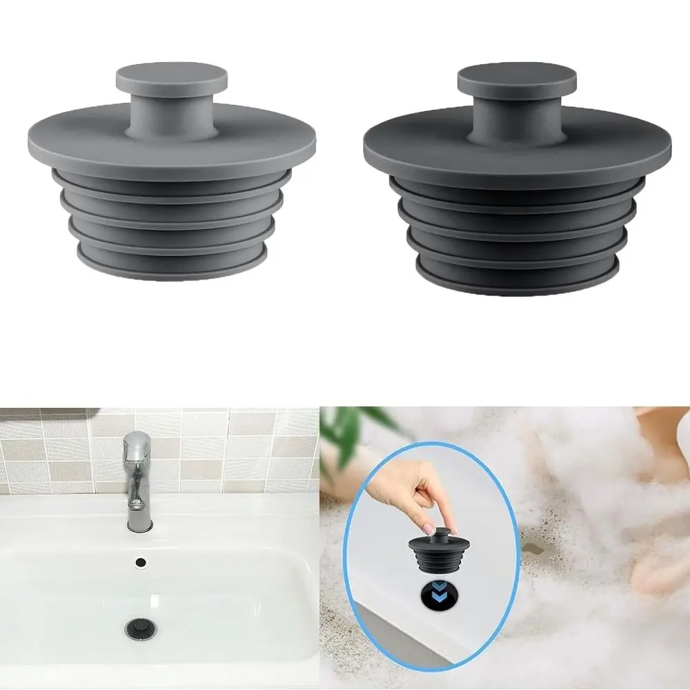 2pcs/set Portable Silicone Bathtub Drain Plugs Leak Proof Soft Sink Drains Stopper Drain Pipe Seal Tool Bathtub