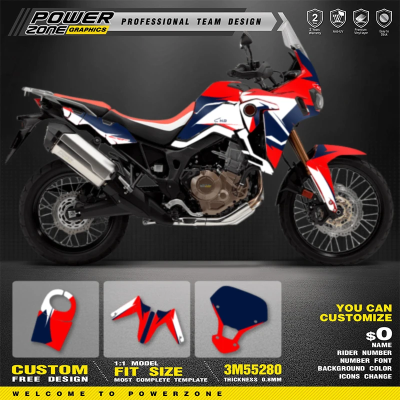 PowerZone Custom Team Graphics Backgrounds Decals Stickers Kit For Honda AFRICA TWIN CRF1000L 002