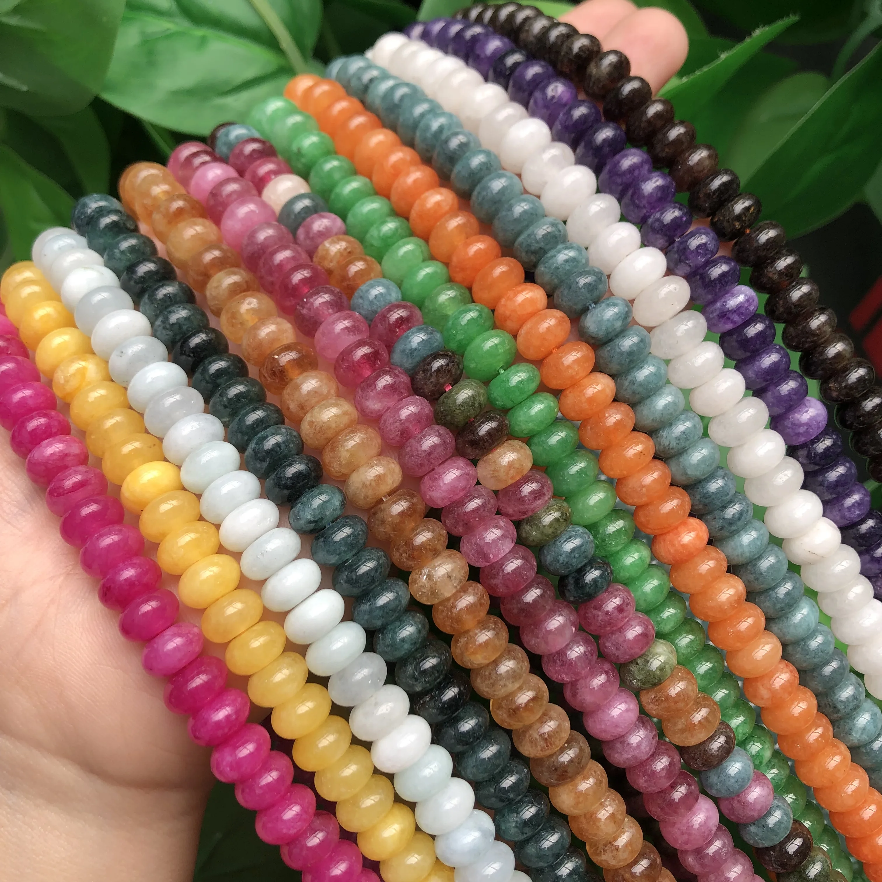 5x8mm Naturstein-Rondellperlen aus Turmalin, Citrin, Angelit, Tigerauge, Abakus-Quarz, Lose Perlen für DIY-Armbandherstellung – Detail 5