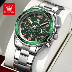 OLEVS TY714 Sport Quartz Watch For Men Number Scale Chronograph Fashion Wristwatch Waterproof Luminous Stainless Steel Man Watch