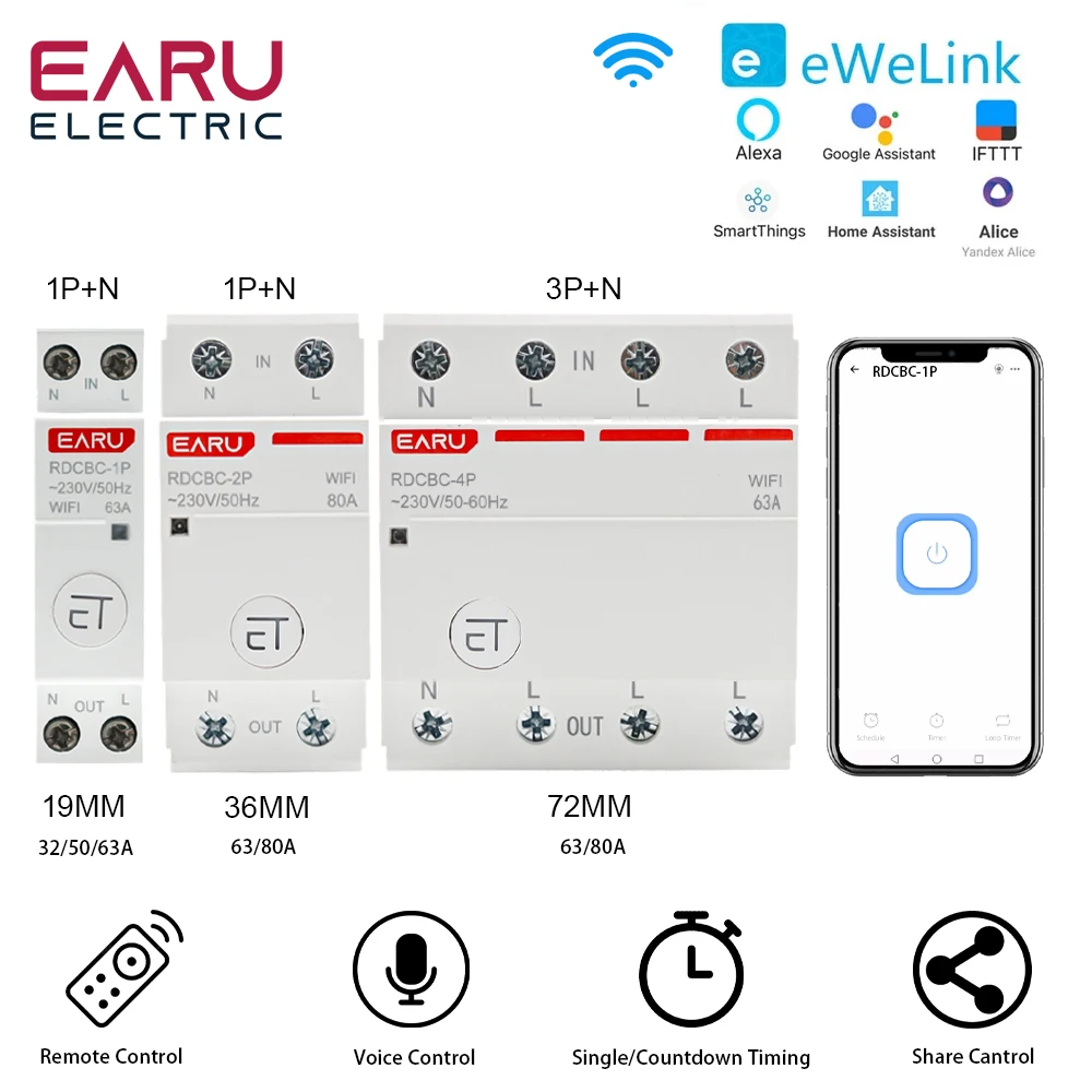 eWelink WiFi Smart Circuit Breaker Time Timer Relay Switch Home House Voice Remote Control by Smart App for Alexa Google Home