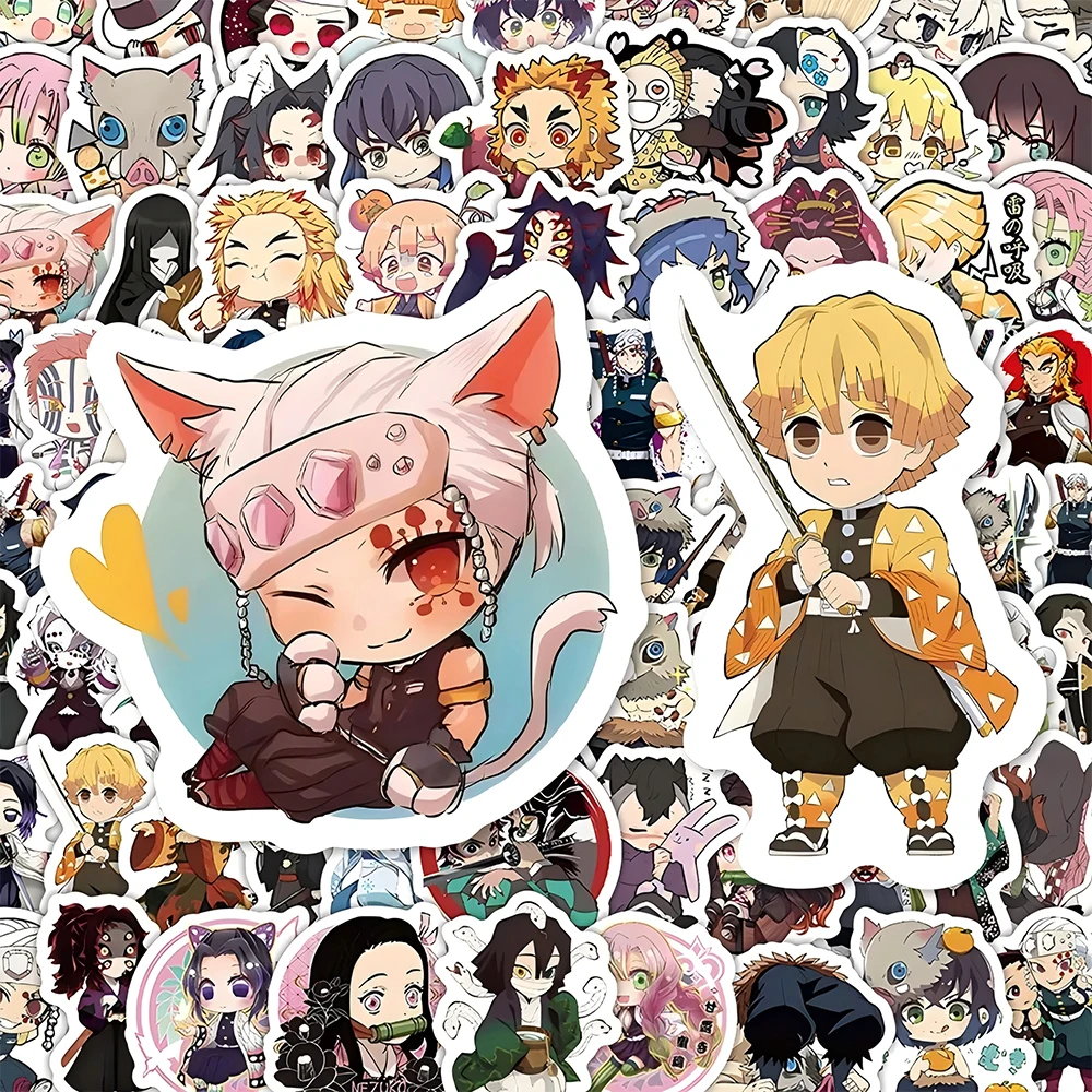 50/120pcs Cool Demon Slayer Stickers Anime Kamado Tanjirou Kamado Nezuko Cartoon Decals Toys Kids Waterproof Graffiti Sticker