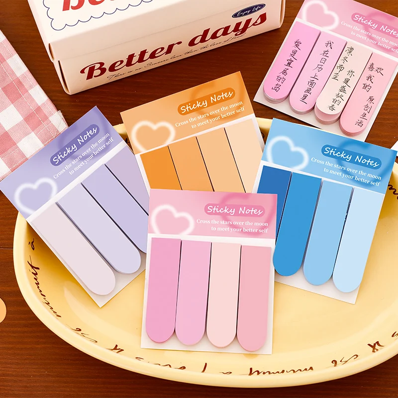 80Sheets Colored Strip Gradient Memo Pads Scrapbooking Sticker School Supplies Post Sticky Notes Office Stationery