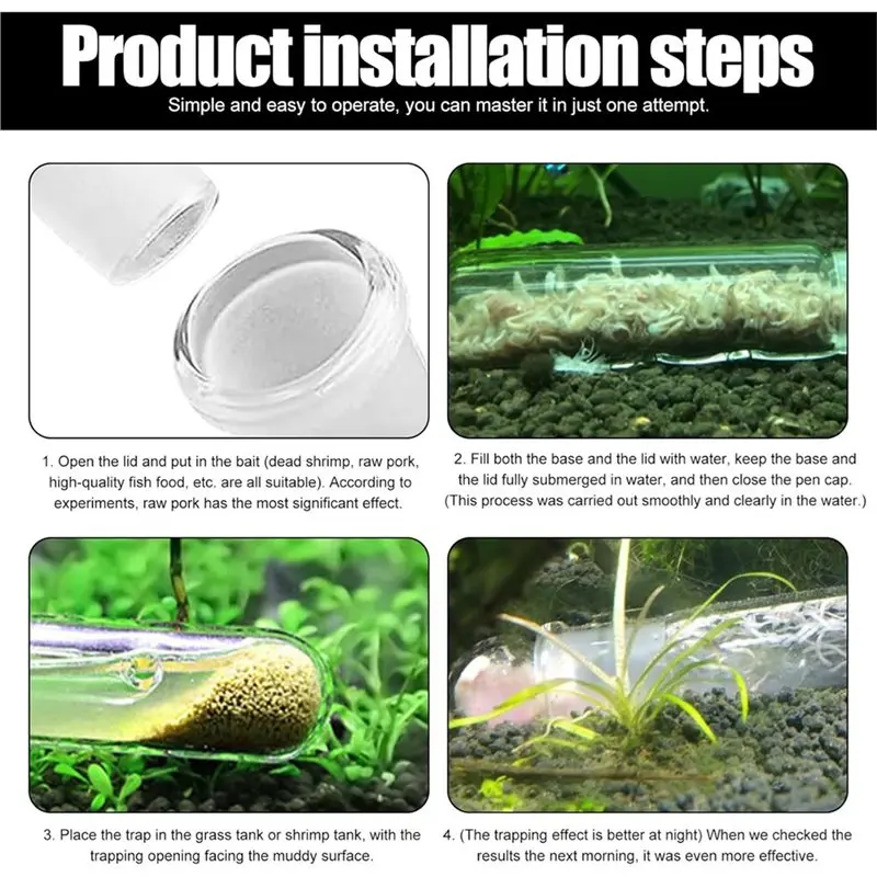 

A23P Three-Hole Shrimp Worm Planaria Catcher 4-Pack Glass Snail Leech Vivarium Catch Trap Fish Tank Aquarium Accessories